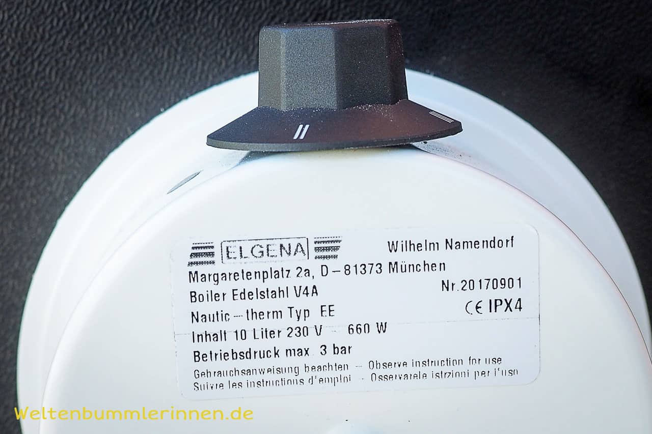 Allzeit_Bereift.de Wasser im Camper Elgena Boiler Typenschild 1