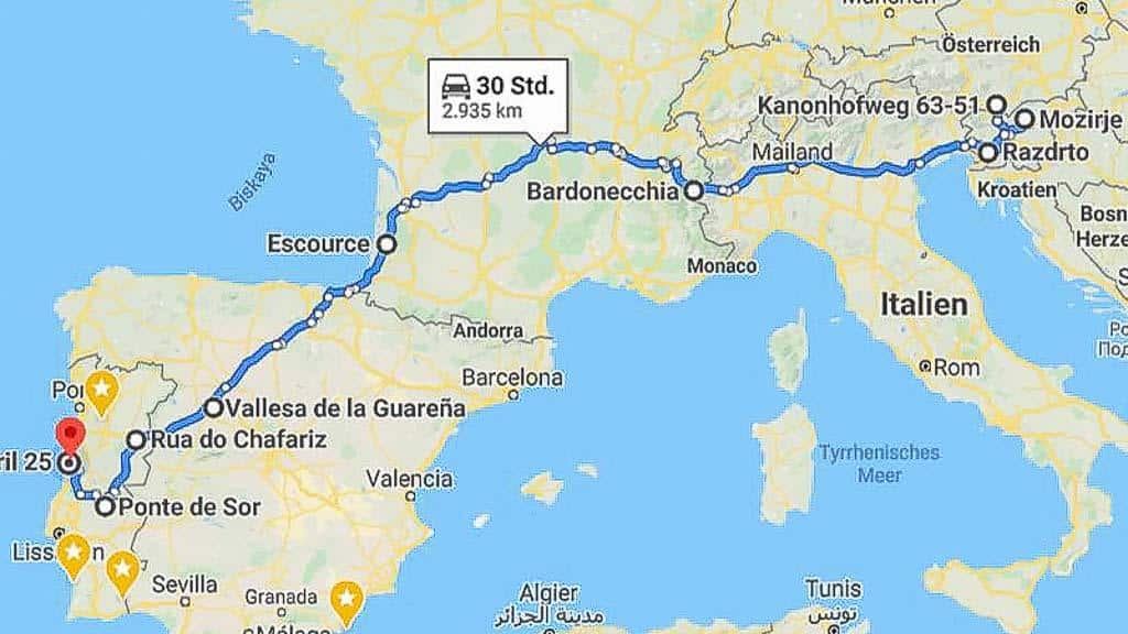 Quer durch Europa 00 Route Black Pearl und Allzeit-Bereift