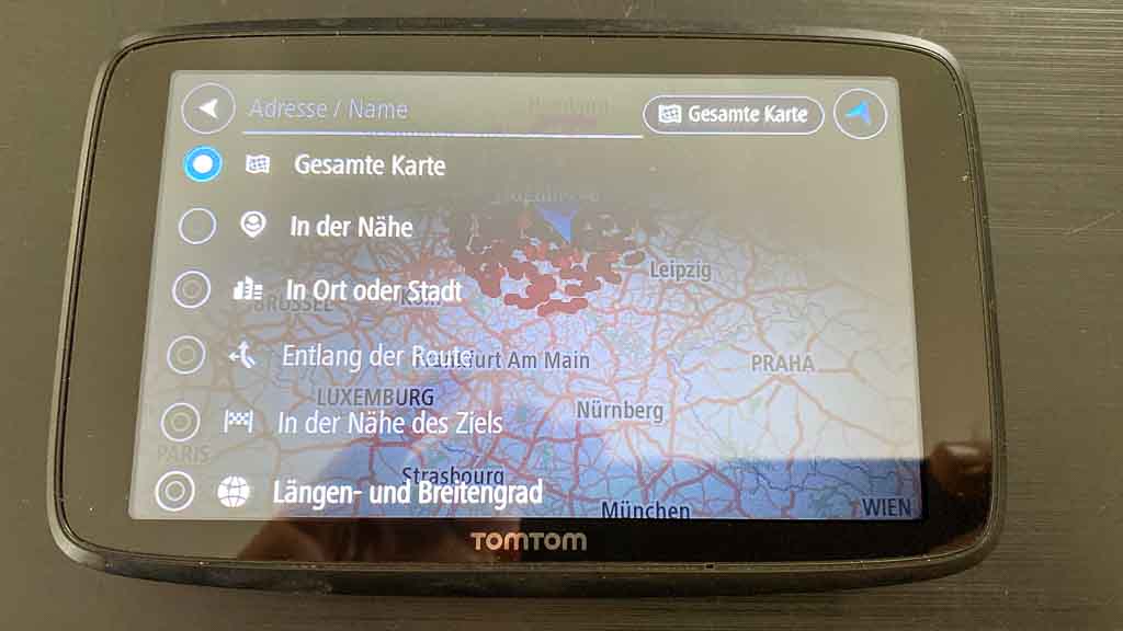 TOMTOM-Go-Professional-620-Adress-suche Navigation für große Wohnmobile TOMTOM-Go-Professional-620 Bildschirm der Adresssuche