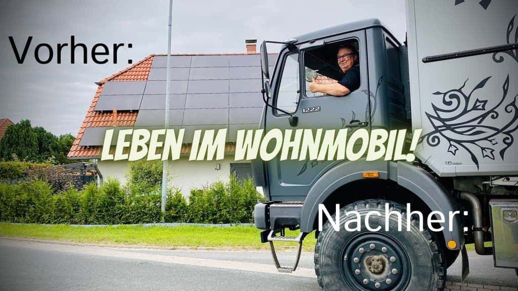 Vorher - Nachher. Vor unserem alten Haus stehend können wir bestätigen: Das Leben im Wohnmobil ist besser!
