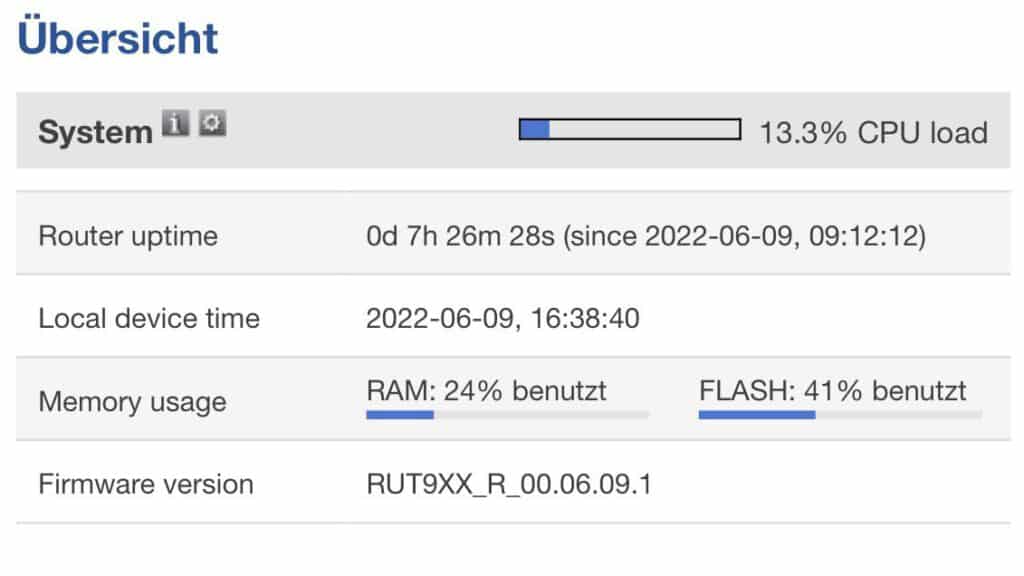 RUT955 Systemübersicht RUT955 Teltonika Router Übersicht System