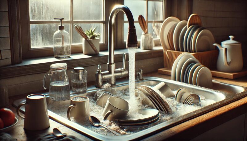 Abwasch mit kaltem Wasser